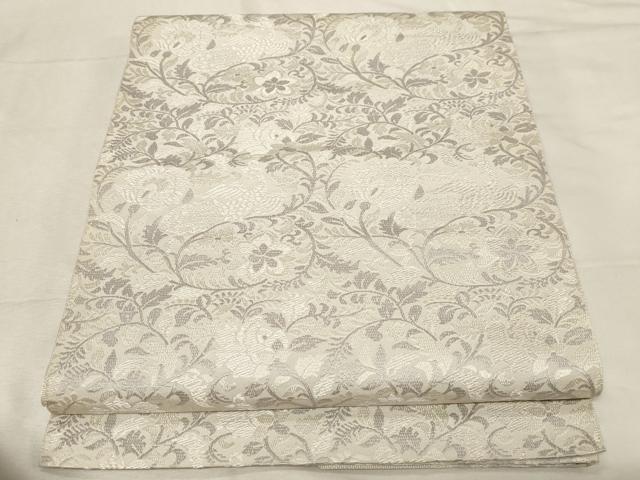 平和屋着物●本場筑前博多織 八寸名古屋帯 更紗花鳥文 正絹 逸品 CABB7205dy