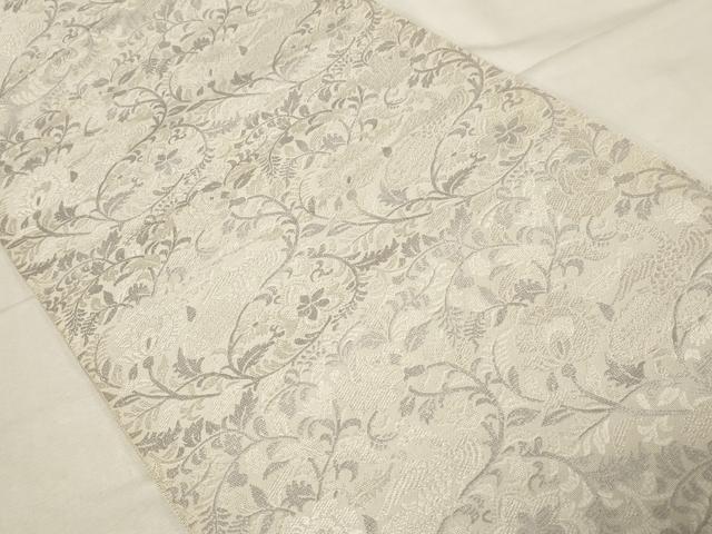 平和屋着物●本場筑前博多織 八寸名古屋帯 更紗花鳥文 正絹 逸品 CABB7205dy