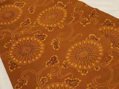 平和屋着物●九寸名古屋帯　型染め　花唐草文　正絹　逸品　CABB7209dy