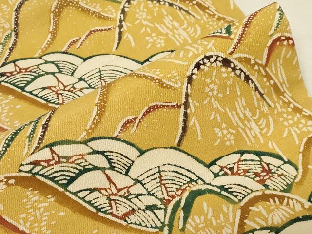 平和屋着物○九寸名古屋帯 型染め 遠山文 正絹 逸品 CABB7214dy