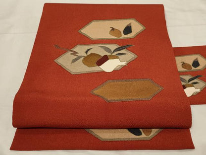 平和屋着物●九寸名古屋帯　成り物　鬼しぼ縮緬　正絹　逸品　CABB7216dy