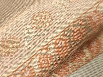 平和屋着物●九寸名古屋帯　横段草花文　金糸　正絹　逸品　CABB7217dy