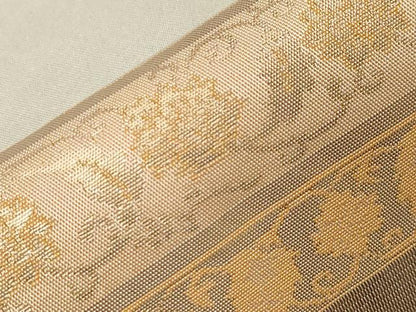 平和屋着物●九寸名古屋帯　横段草花文　金糸　正絹　逸品　CABB7217dy