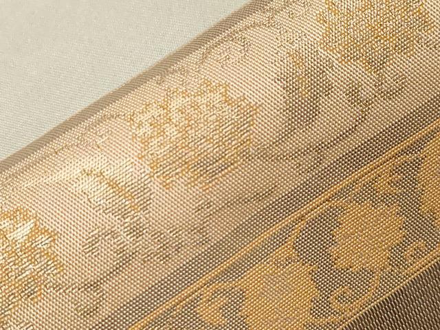 平和屋着物●九寸名古屋帯　横段草花文　金糸　正絹　逸品　CABB7217dy