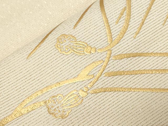 平和屋着物○九寸名古屋帯 鏡裏立波花文 金通し地