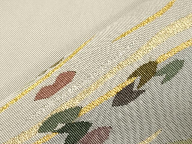 平和屋着物●爪＆#25620；き本綴れ　八寸名古屋帯　流水花鳥文　金銀糸　正絹　逸品　CABB7224dy 平和屋着物○爪搔き本綴れ 八寸名古屋帯 流水花鳥