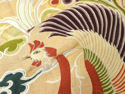 平和屋着物●六通柄袋帯 唐織 瑞鳳飛来文 金銀糸 正絹 逸品 CABB7225dy