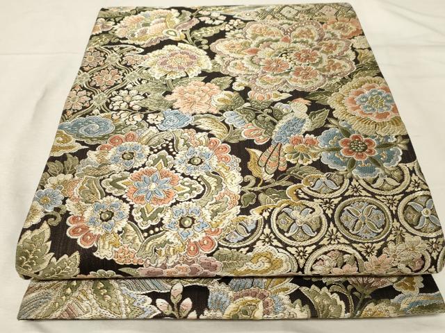 平和屋着物●六通柄袋帯　唐織　更紗雲取華文　金糸　ますいわ屋扱い　正絹　逸品　未使用　CABB7229dy 平和屋着物○六通柄袋帯 唐織 更紗雲取華文 金糸 ますいわ