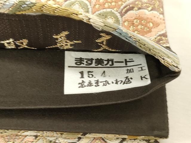 平和屋着物○六通柄袋帯 唐織 更紗雲取華文 金糸 ますいわ