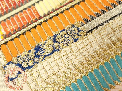 平和屋着物●龍村平蔵製　六通柄　本袋帯　縅毛錦　金銀糸　正絹　逸品　CABB7234dy