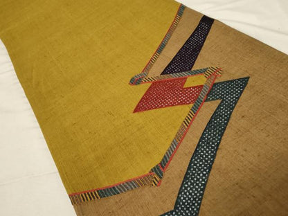 平和屋着物●中国三大刺繍　スワトウ刺繍　太鼓柄袋帯　紬地　抽象文様　正絹　逸品　CABB7237dy