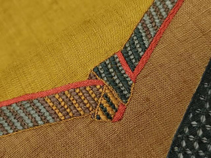 平和屋着物●中国三大刺繍　スワトウ刺繍　太鼓柄袋帯　紬地　抽象文様　正絹　逸品　CABB7237dy