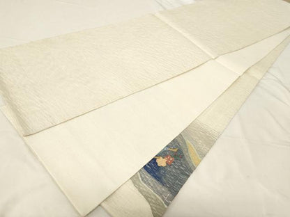 平和屋着物▽スリーシーズン 春夏秋 太鼓柄袋帯 すくい織 草花文 正絹 逸品 CABB7242dy