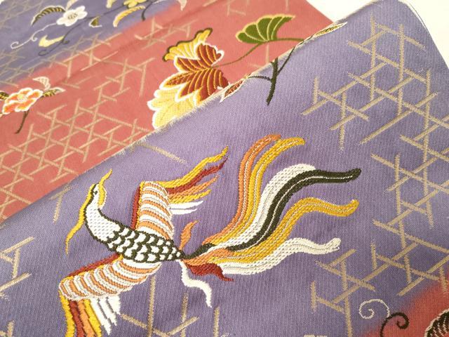 平和屋着物○六通柄 本袋帯 唐織 飛鶴草花錦 金糸 正絹