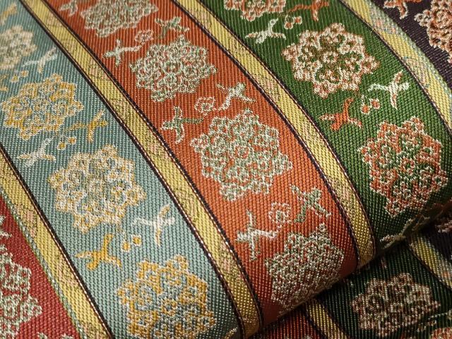 平和屋着物○龍村美術織物 九寸開き名古屋帯 唐花雙鳥長