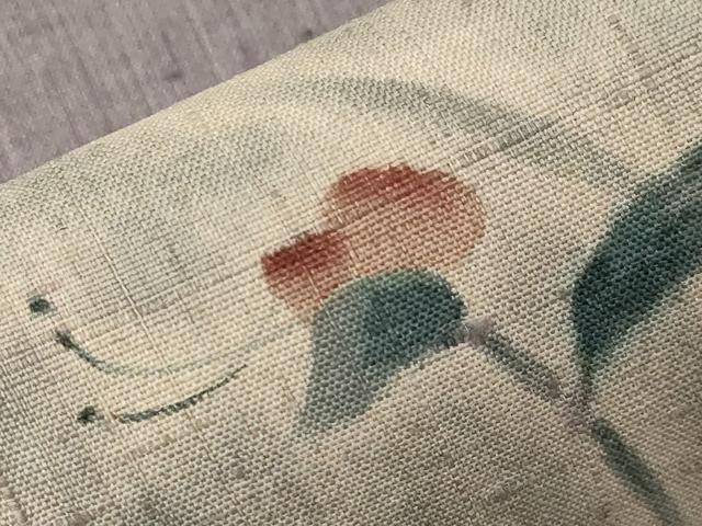 平和屋着物○九寸名古屋帯 紬地 草花文 正絹 逸品 CABB7263dy