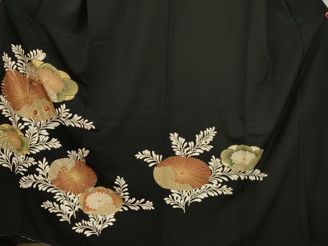 平和屋着物■豪華黒留袖 駒刺繍 草花文 金彩 正絹 逸品 CABB7294dy