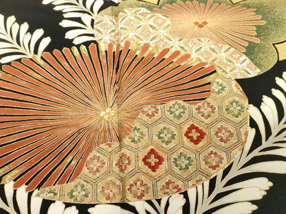平和屋着物■豪華黒留袖 駒刺繍 草花文 金彩 正絹 逸品 CABB7294dy
