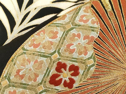 平和屋着物■豪華黒留袖 駒刺繍 草花文 金彩 正絹 逸品 CABB7294dy