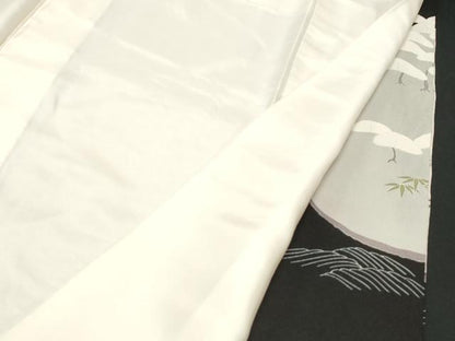 平和屋着物■豪華黒留袖　手描き　枝花文　正絹　逸品　CABB7321dy