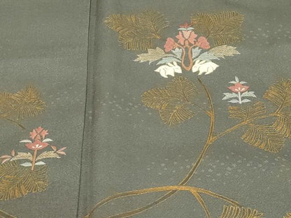 平和屋着物■訪問着　駒刺繍　動物草花文　暈し染め　金彩　正絹　逸品　CABB7324dy