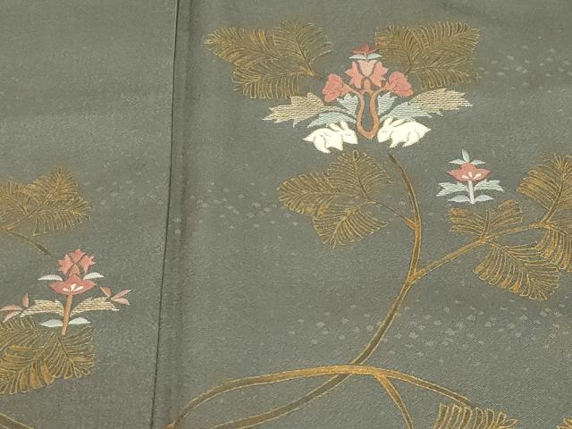 平和屋着物■訪問着　駒刺繍　動物草花文　暈し染め　金彩　正絹　逸品　CABB7324dy