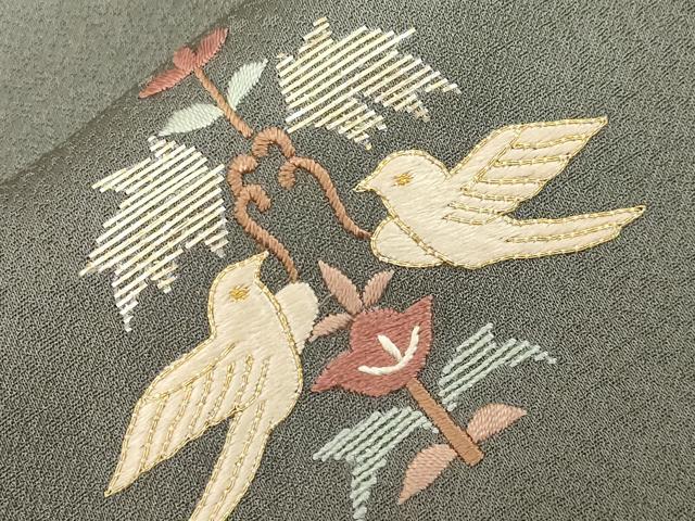 平和屋着物■訪問着　駒刺繍　動物草花文　暈し染め　金彩　正絹　逸品　CABB7324dy