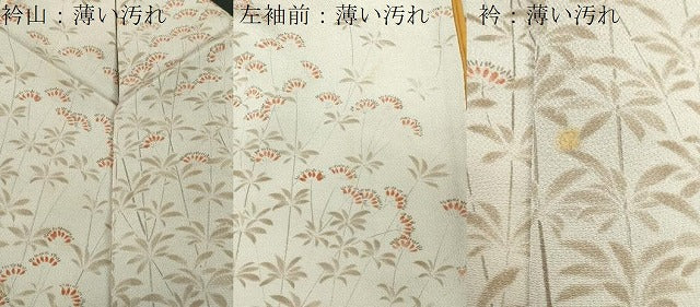 平和屋着物■上質な小紋　草花文　鬼しぼ縮緬　正絹　逸品　CABB7341dy