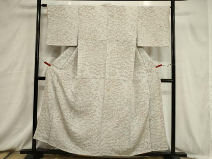 平和屋着物■上質な小紋　草花文　鬼しぼ縮緬　正絹　逸品　CABB7341dy