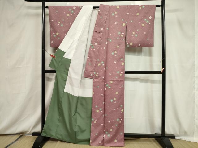 平和屋着物■小紋　舞花文　洗える着物　CABB7398dy