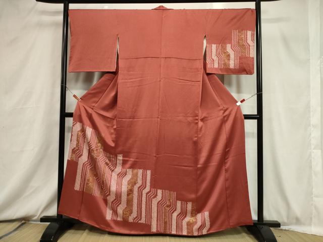 平和屋着物■訪問着 絞り 刺繍 草花文 金彩 正絹 逸品 CABB7417dy