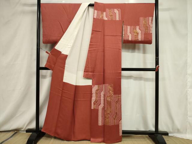 平和屋着物■訪問着 絞り 刺繍 草花文 金彩 正絹 逸品 CABB7417dy