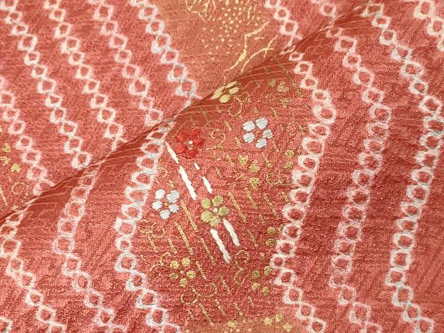 平和屋着物■訪問着 絞り 刺繍 草花文 金彩 正絹 逸品 CABB7417dy
