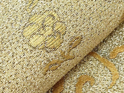 平和屋着物▼綴れ 六通柄袋帯 草花文 金銀糸 正絹 逸品 CABB7461dy