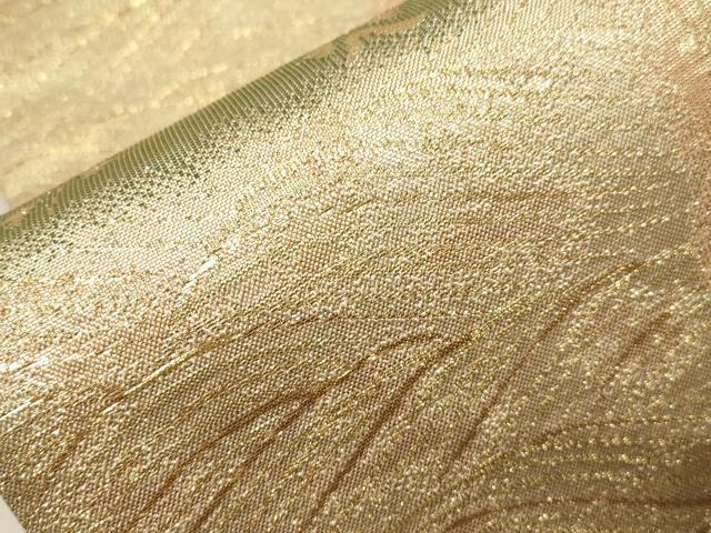 平和屋着物▼綴れ 六通柄袋帯 市松草花文 金糸 正絹 逸品 CABB7512dy
