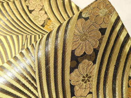 平和屋着物▼全通柄袋帯 草花文 金銀糸 正絹 逸品 CABB7513dy