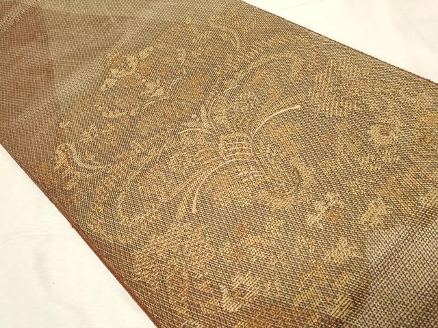 平和屋着物●ひなや工房 くむ・あむ・おる 伊豆蔵明彦 太鼓柄袋帯 刺繍 吉祥花文 金糸 正絹 逸品 CABB7541dy