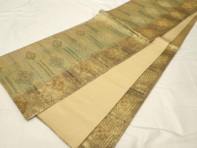 平和屋着物▼六通柄袋帯　正倉院　金糸　引箔　正絹　逸品　CABB7548dy