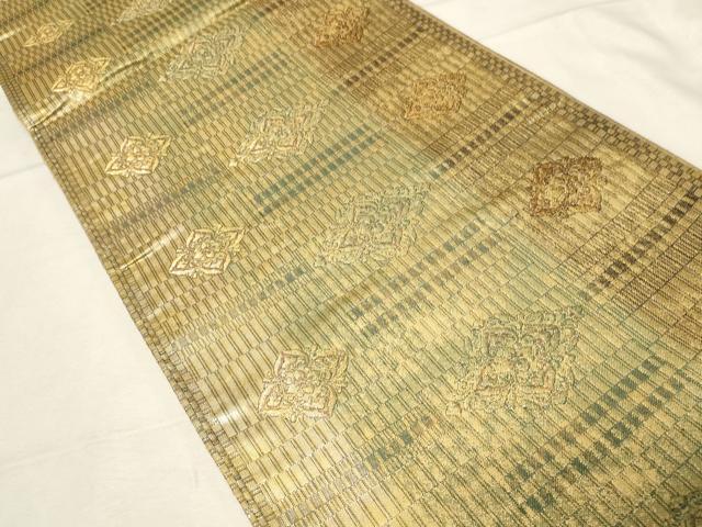 平和屋着物▼六通柄袋帯　正倉院　金糸　引箔　正絹　逸品　CABB7548dy