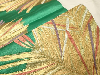 平和屋着物▼六通柄袋帯　彩絵瑞松紋　金糸　正絹　逸品　CABB7572dy