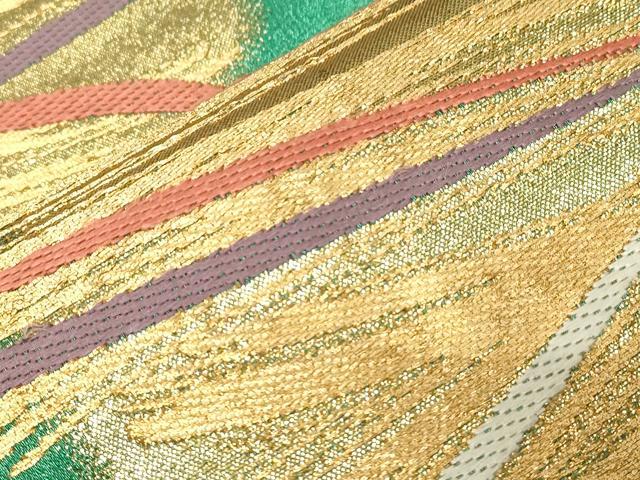 平和屋着物▼六通柄袋帯　彩絵瑞松紋　金糸　正絹　逸品　CABB7572dy