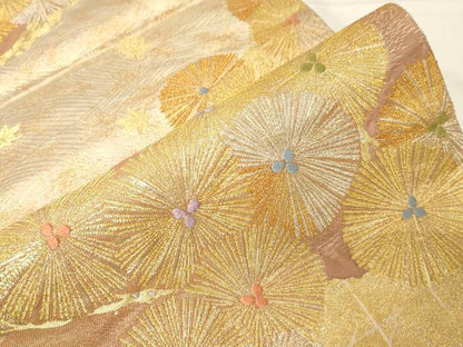 平和屋着物▼六通柄袋帯　蒔絵格風　金銀糸　正絹　逸品　CABB7591dy