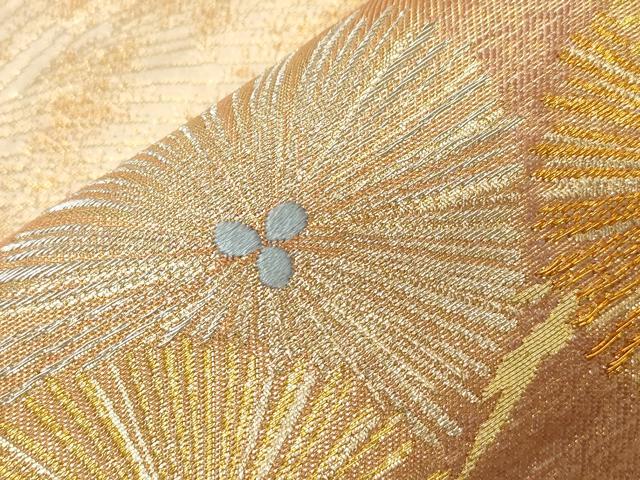 平和屋着物▼六通柄袋帯　蒔絵格風　金銀糸　正絹　逸品　CABB7591dy
