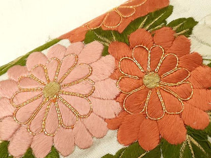 平和屋着物▼太鼓柄袋帯　駒刺繍　天井花文　金彩　引箔　正絹　逸品　CABB7596dy
