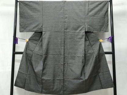 平和屋着物■男性　紬　格子柄　黒地　正絹　逸品　CABB7642fb