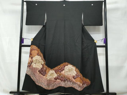 平和屋着物■豪華黒留袖 樹林文 金彩 正絹 逸品 CABB7792fb