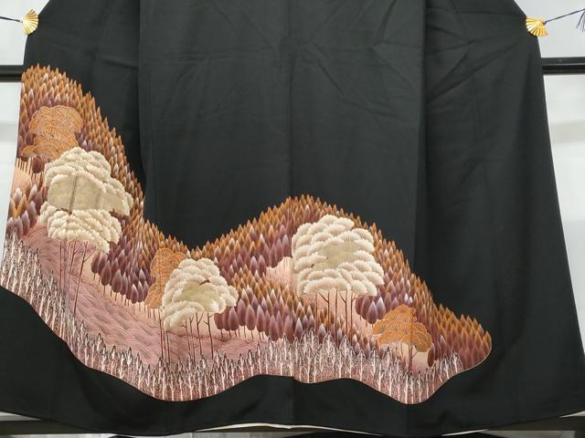 平和屋着物■豪華黒留袖 樹林文 金彩 正絹 逸品 CABB7792fb