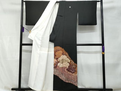 平和屋着物■豪華黒留袖 樹林文 金彩 正絹 逸品 CABB7792fb
