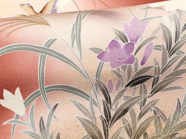 平和屋着物■訪問着 飛鳥草花文 暈し染め 金彩 正絹 逸品 CABB7808fb