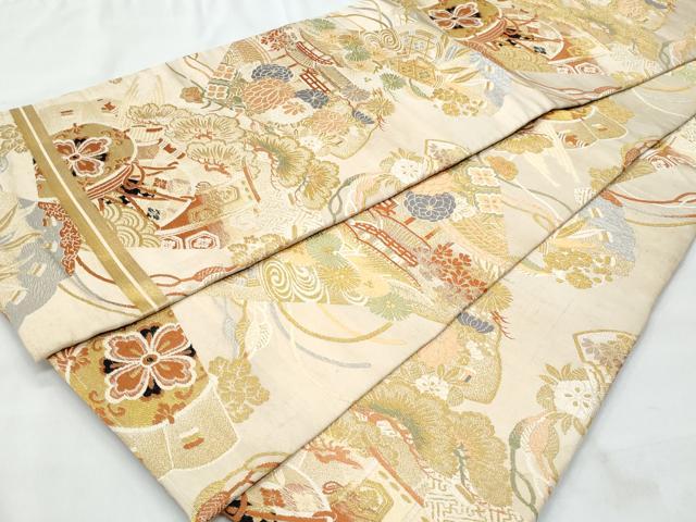 平和屋着物◎アンティーク 大正ロマン 丸帯 唐織 鼓花文 正絹 逸品 CABB7866fb